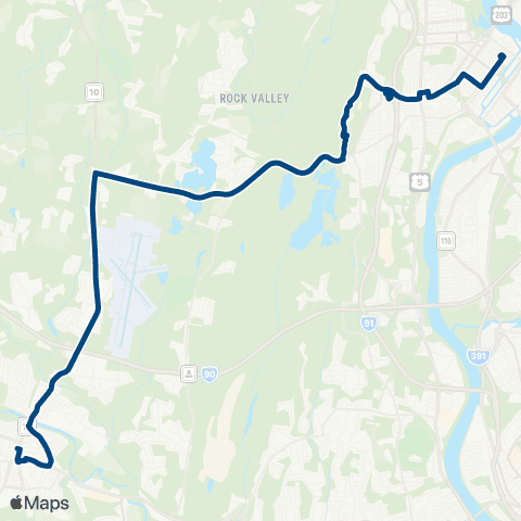 PVTA Holyoke-Westfield via HCC map