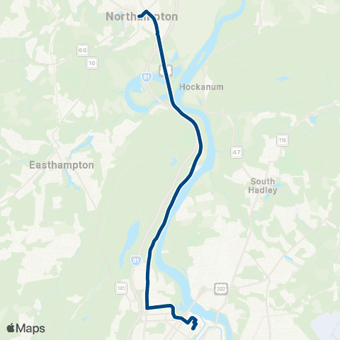 PVTA Northampton / Holyoke via Route 5 map