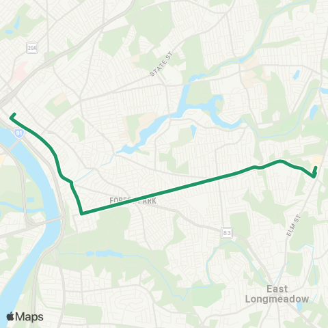 PVTA Chicopee / Sumner-Allen-Canon Circle map