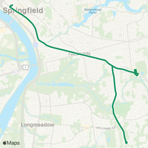 PVTA Carew-E Springfield / Belmont-Dwight Rd map