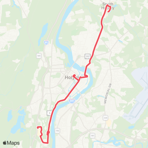 PVTA Holyoke-South Hadley map