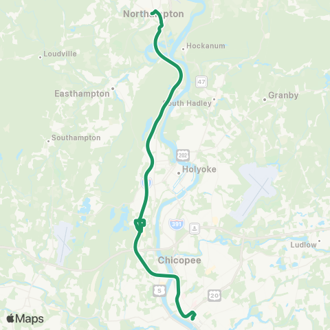 PVTA Springfield-Northampton Express map