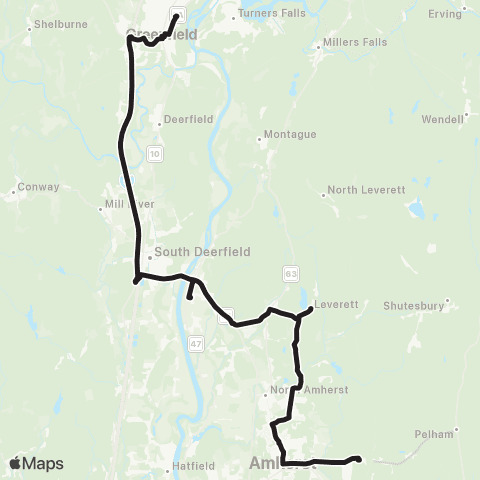 PVTA Pelham-Greenfield map