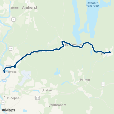 PVTA Holyoke-Ware map