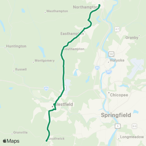 PVTA Northampton-Westfield-Southwick map