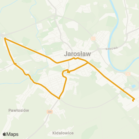 PWiK Jarosław Grunwaldzka – Strzelecka – Grunwaldzka map