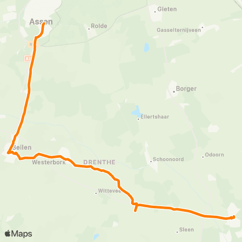 Qbuzz Zweeloo - Assen map