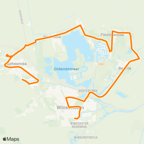 Qbuzz Scheemda - Winschoten map