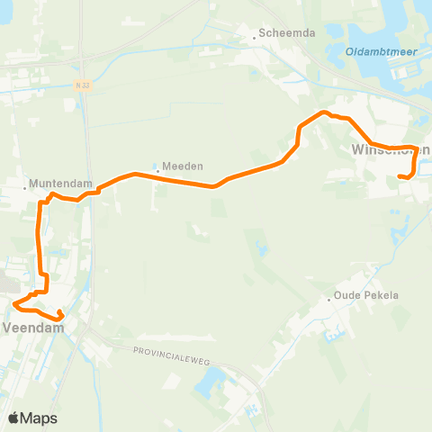 Qbuzz Winschoten - Veendam map