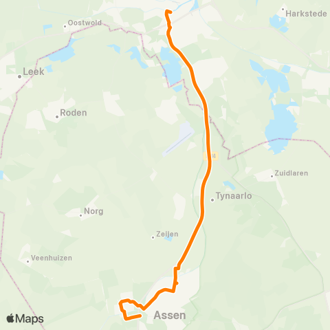 Qbuzz Assen - Groningen map