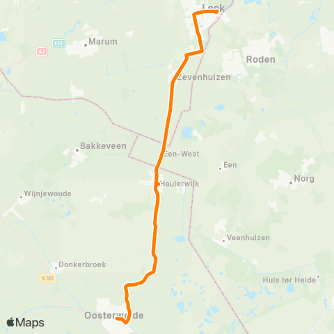 Qbuzz Oosterwolde - Groningen map