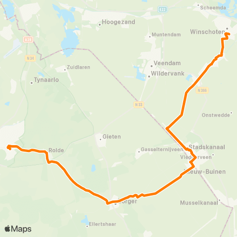 Qbuzz Winschoten - Stadskanaal - Borger - Assen map