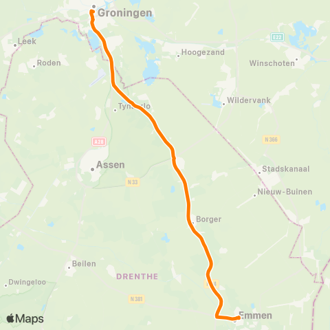 Qbuzz Emmen - Groningen map