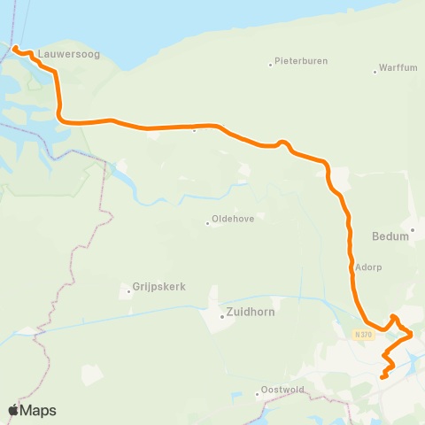 Qbuzz Lauwersoog - Groningen map