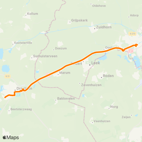 Qbuzz Drachten - Groningen map