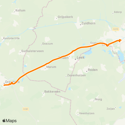 Qbuzz Drachten - Groningen map