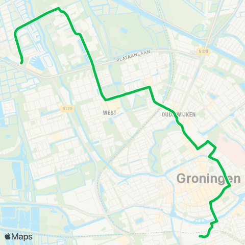Qbuzz P+R Reitdiep - Zernike - Hoofdstation map