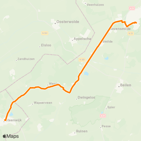 Qbuzz Assen - Dieverbrug - Steenwijk ( - Meppel) map