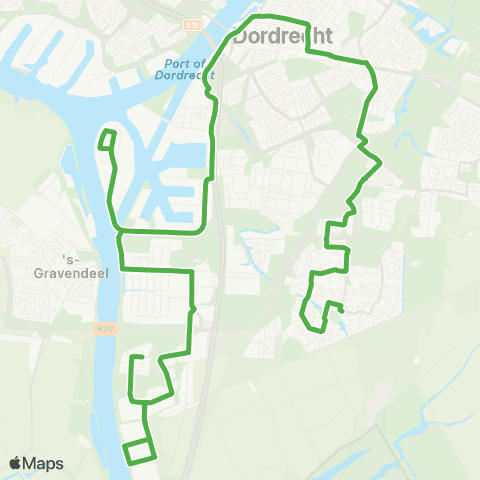 Qbuzz Sterrenburg - Dordrecht CS - Dordtse Kil map