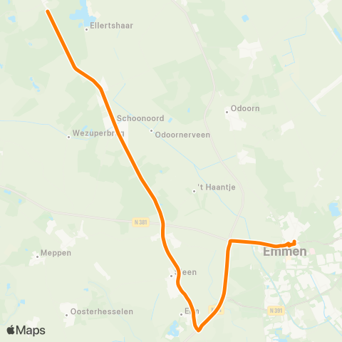 Qbuzz Emmen - Sleen ( - De Kiel) map