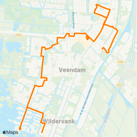 Qbuzz Buurtbus Veendam map