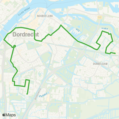 Qbuzz Oudelandshoek - Dordrecht CS - Crabbehof map