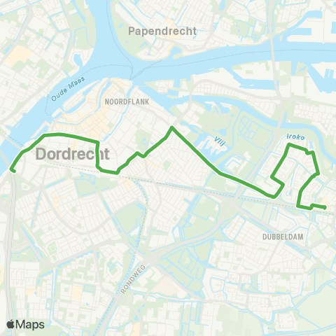 Qbuzz Oudelandshoek - Dordrecht CS - Centrum map