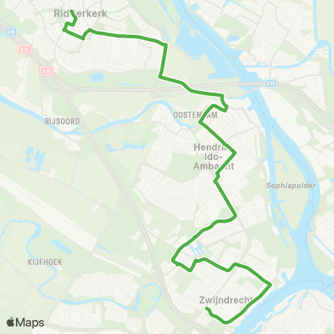 Qbuzz Ridderkerk - Hendrik-Ido-Ambacht - Zwijndrecht map