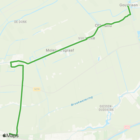 Qbuzz Sliedrecht - Molenaarsgraaf - Goudriaan map