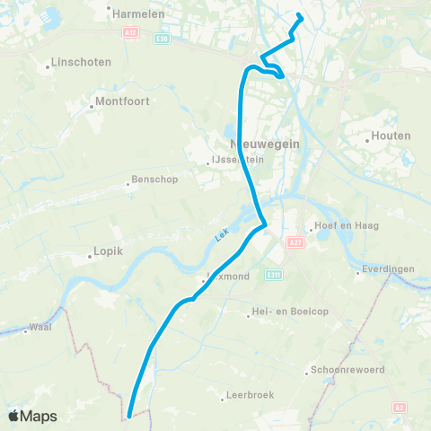 Qbuzz R'dam Kralingse Zoom - Papendrecht - Utrecht map