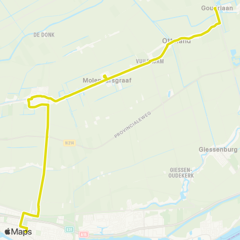Qbuzz Sliedrecht - Ottoland - Gorinchem map
