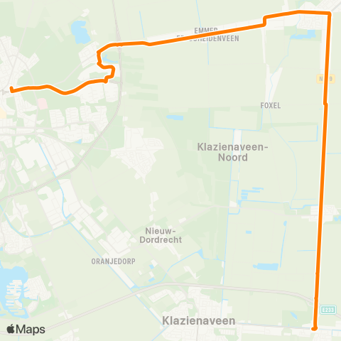 Qbuzz Emmen - Emmercompascuum - Zwartemeer map