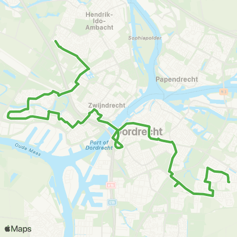 Qbuzz Zwijndrecht - Dordrecht CS - Dubbeldam map