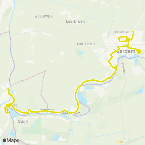 Qbuzz Leerdam - Kedichem - Arkel > 705 map