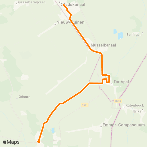 Qbuzz Emmen - Ter Apel - Stadskanaal map