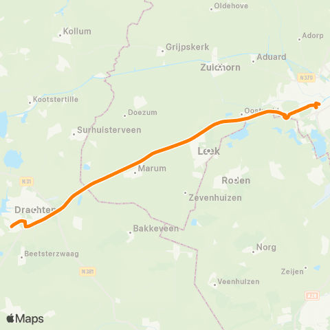Qbuzz EVENEMENT: Drachten - Groningen SNELDIENST map