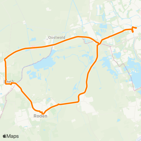 Qbuzz Nachtbus Groningen - Roden - Leek map