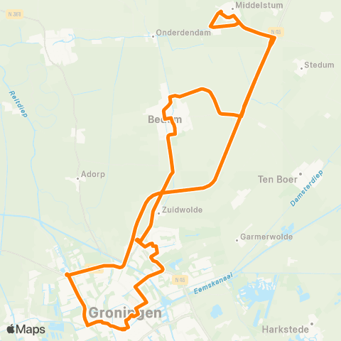 Qbuzz Nachtbus Groningen-Bedum-Middelstum-Groningen map