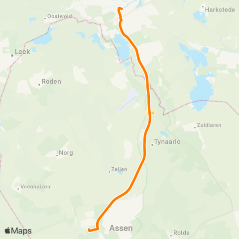 Qbuzz Assen - Groningen map