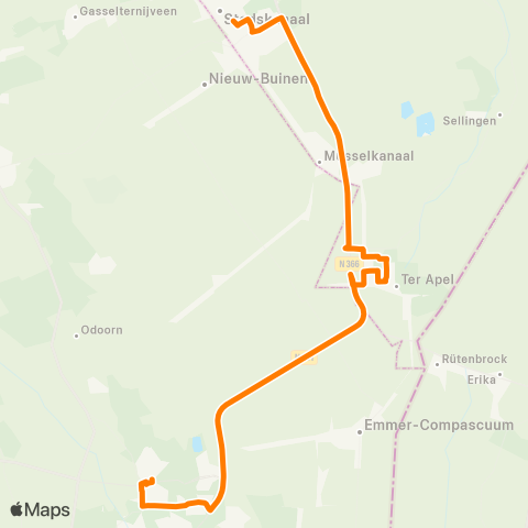 Qbuzz Emmen - Ter Apel - Stadskanaal map