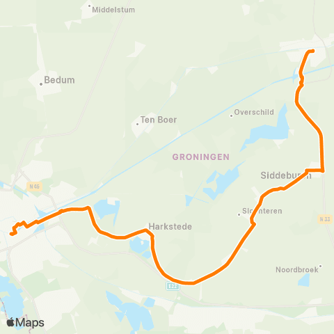 Qbuzz Nachtbus Groningen - Harkstede - Siddeburen map