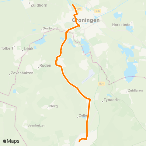 Qbuzz Assen - P+R Hoogkerk - Groningen Zernike map