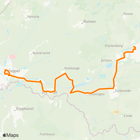 Qbuzz Nachtbus Meppel - Zuidwolde - Hoogeveen map