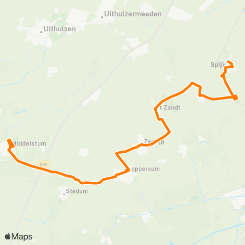 Qbuzz Middelstum - Loppersum - Spijk map