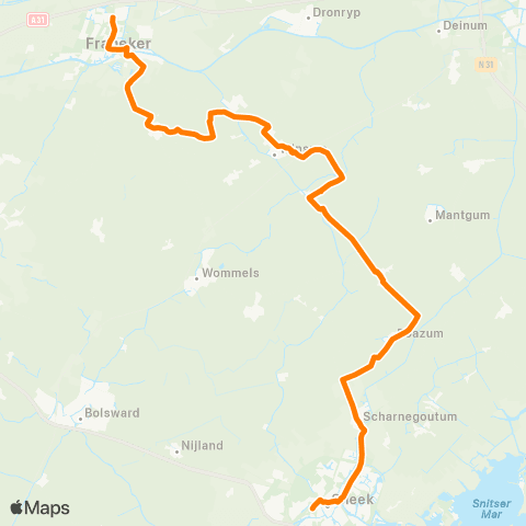 Qbuzz Sneek - Franeker map