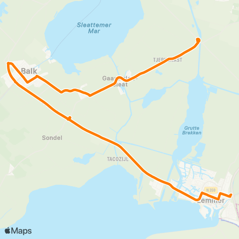 Qbuzz Lemmer - Balk - Joure - Heerenveen map