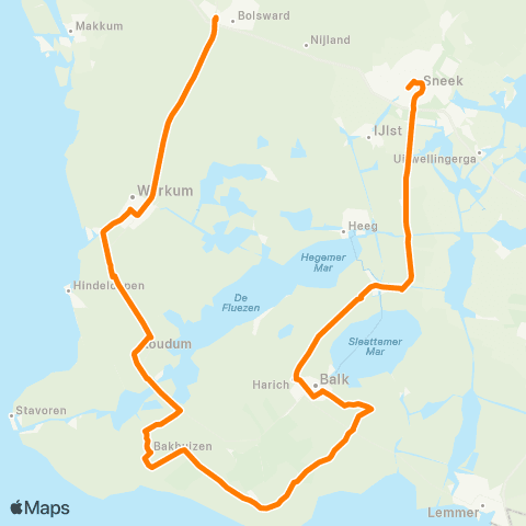 Qbuzz Bolsward - Workum - Balk - Sneek map