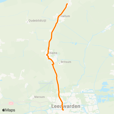 Qbuzz Dokkum - Holwert - Leeuwarden map