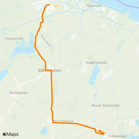 Qbuzz Buurtbus Appingedam - Scheemda map