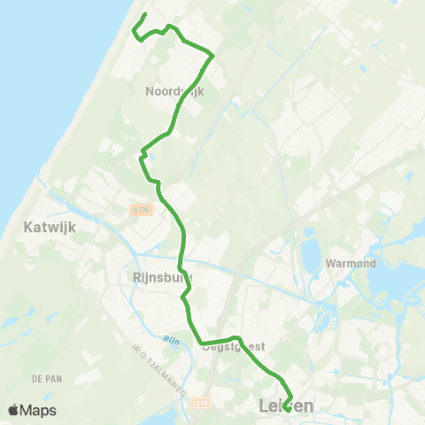Qbuzz Noordwijk - Leiden map